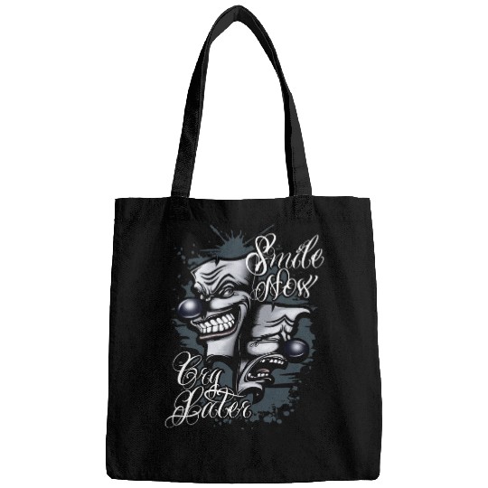 Smile Now Cry Later Chicano Tattoo art Bags