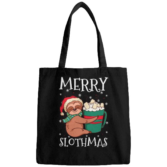 Sloth Pet Merry Slothmas Christmas Pajama Sloth Santa Hot Cocoa Xmas Bags