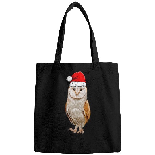 Owl Pet Barn Owl Wearing Santa Hat xmass Barn Owl Lover Christmas Bags