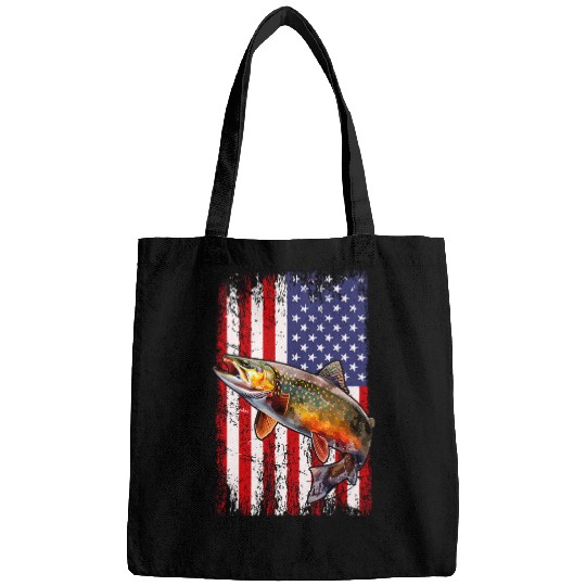 Speckled Brook trout American flag Fishing Bags