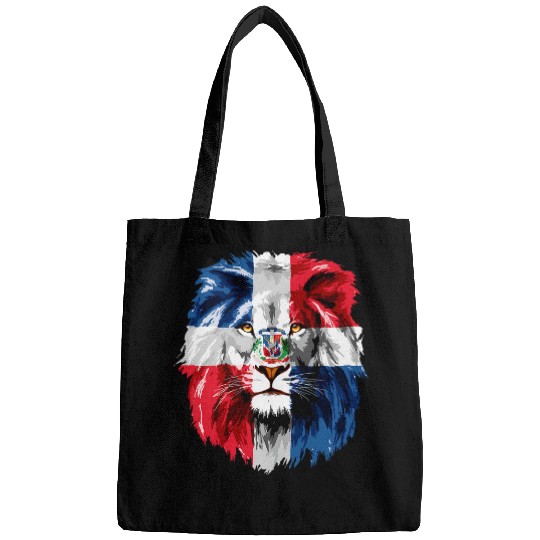 Lion Pet Dominican Republic Flag Lion Face Flag of the Dominican Bags
