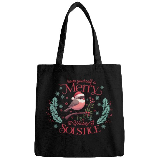Merry Winter Solstice Bird Wishing A Magical Winter Solstice Bags