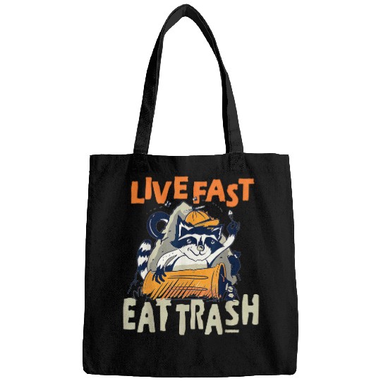 Raccoon Pet Live fast eat trash hilarious quote Raccoon animal Bags
