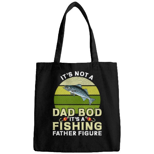 Mens Not Dad Bod Father Figure Funny Fishing Striped Bass for Men Bags
