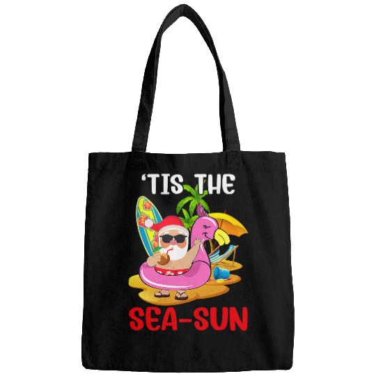Tis the Sea Sun Santa Surf Flamingo Float Christmas In July 1 Bags