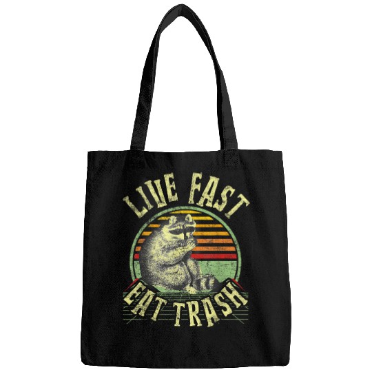 Raccoon Pet Live Fast Eat Trash Retro Distressed 2 Bags