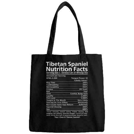 Tibetan Spaniel Funny Nutrition Facts Bags