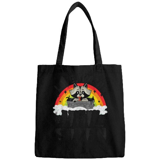 Raccoon Pet Love Trash Hail Satan Raccoon Kids Punk Band Metal Rainbow Bags