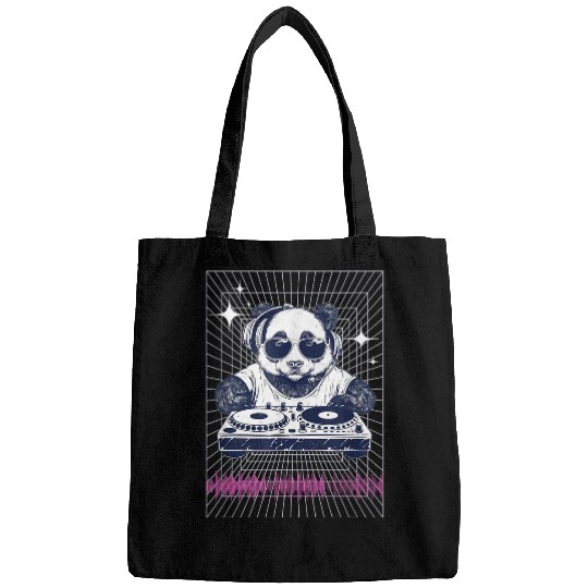 Panda Pet Y2K DJ Panda Bear Tee Retro Panda DJ Bags