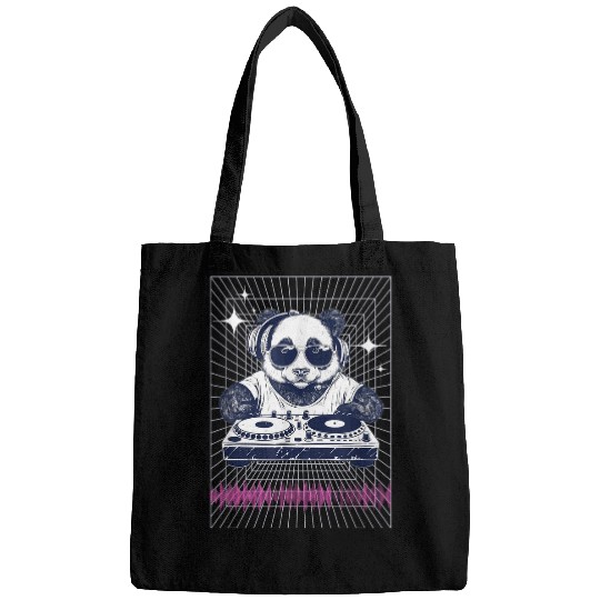 Panda Pet Y2K DJ Panda Bear Tee Retro Panda DJ Bags