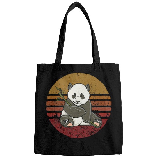 Panda Pet Panda Bear With Bamboo Retro Style Panda Lover Bags