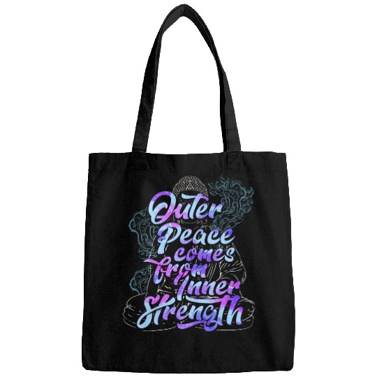 Outer Peace Comes From Inner Strength Buddha Meditate Bags