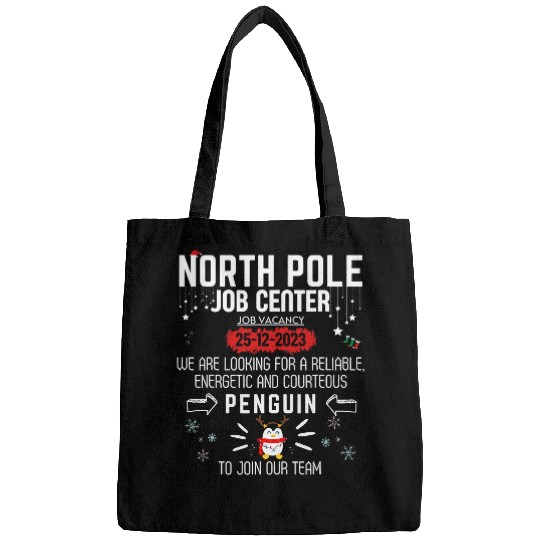 Penguin Pet North Pole Job Center Job Vacancy Penguin Funny Christmas Bags