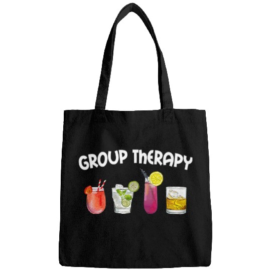 Wines Fun Group Therapy Funny Drinking Cocktail Bags