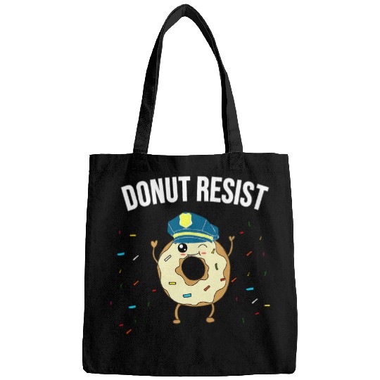 Police Job Donut Resist Meme Funny Police Officer Support Theme Quote Bags