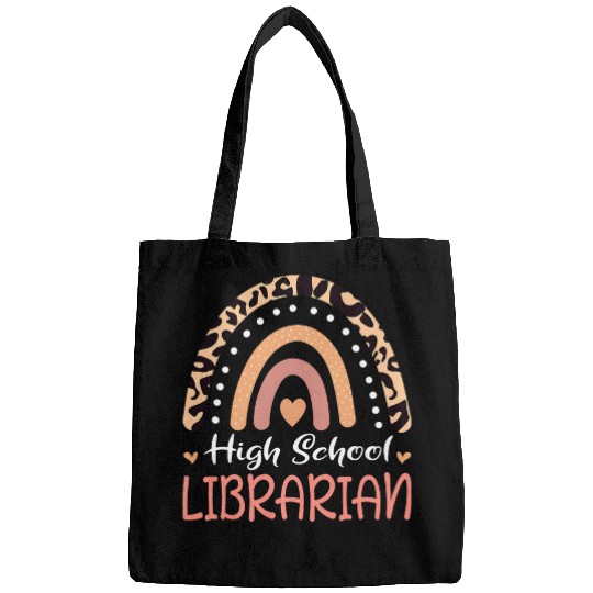 Librarian Job High School Librarian Leopard Rainbow Appreciation Bags