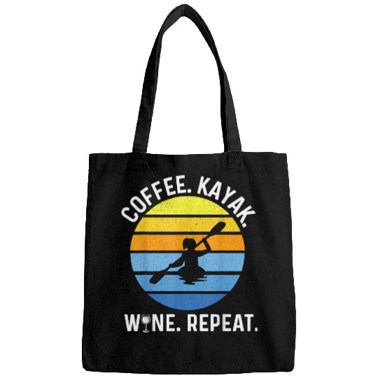 Coffee Fun Retro Sunset Kayaking Gear Women Coffee Kayak Wines Lovers Bags