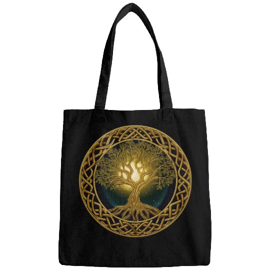 Viking Knot Yggdrasil on Celtic Sun and Moon Tree Of Life Bags
