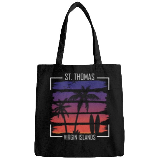 Surfing St Thomas Virgin Islands Palm trees Surf Vacation Bags