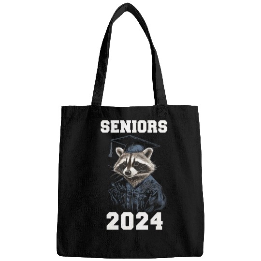 Raccoon Pet Seniors 2024 Graduation Raccoon Funny Graphic Senior Year Bags