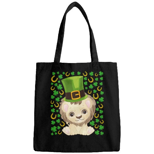 Lion Pet Pig Cute lion st Patricks day hat shamrock pig lovers Piggy Bags