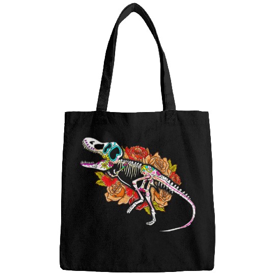 TRexs Dinosaur Sugar Skull Mexico Dia De Los Muertos Bags
