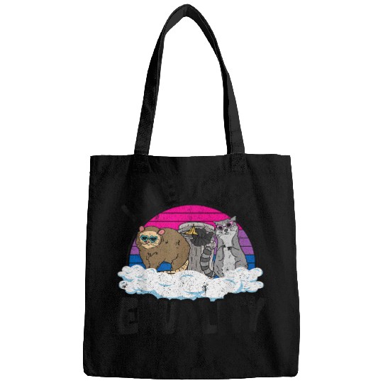 Raccoon Pet Love Trash Equality Opossum Raccoon Bisexual Flag Bi Pride Bags
