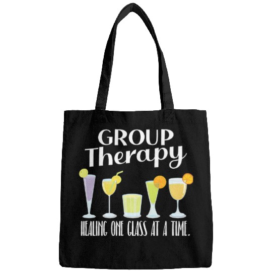 Beer Fun Group Therapy Cocktail Drinking Alcoholic Humor Bags