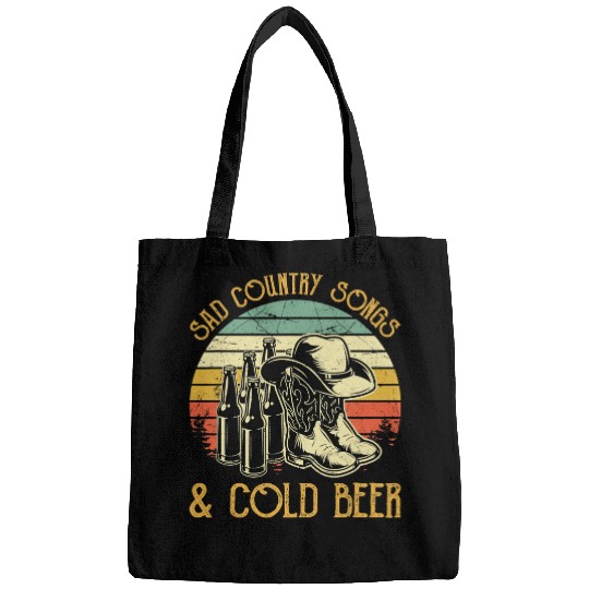Beer Fun Beer Cowboy Boots Hat Sad Country Songs Cold Beer Music Lover Bags