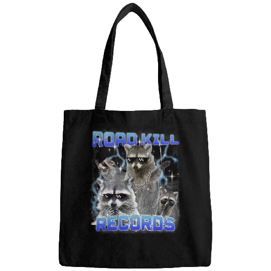 Raccoon Pet Road Kill Records Raccoon Funny 90s Bootleg Rap Bags