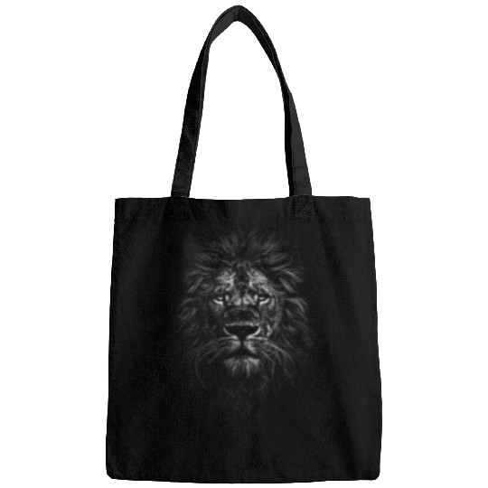 Lion Pet Face Black And White Funny Graphic Tees Bags