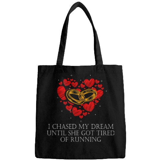 She Got Tired Running Wedding Proposal Groom Engagement 1 Bags