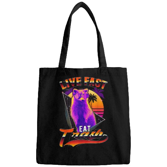 Raccoon Pet Live Fast Eat Trash Raccoon Vaporwave Red Panda 3 Bags