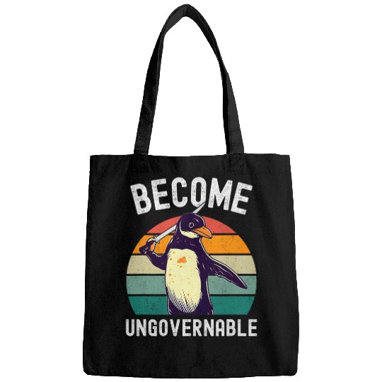 Penguin Pet Become Ungovernable Meme Funny Penguin Meme Retro Vintage Bags