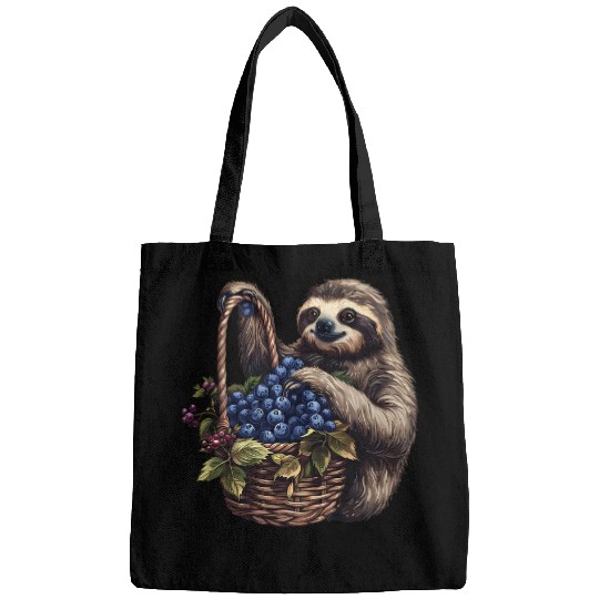 Sloth Pet Blueberry Sloth Animal Art Nature Blueberry Fruit Cute Sloth Bags