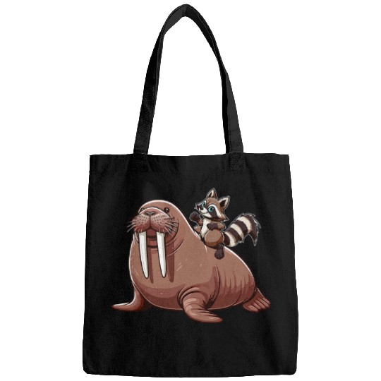 Raccoon Pet Riding Walrus Costume Sea Animal Lover Kids Toddler Bags