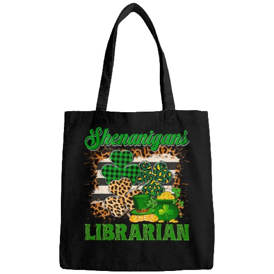 Librarian Job Shenanigans Librarian Patricks Day Shamrocks Pot Of Gold Bags