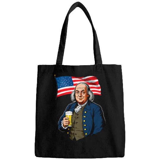 Beer Fun Benjamin Franklin With Beer Mug American Flag 8 Bags