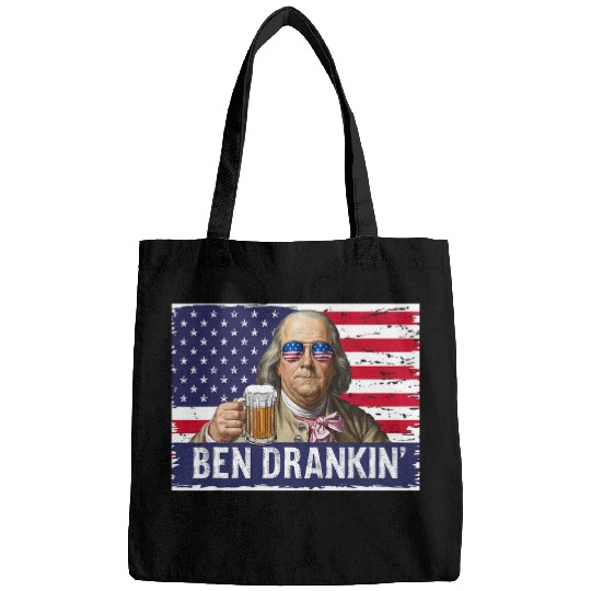 Beer Fun Ben Drankin Franklin Beer 4th of July vintages USA Flag Men 7 Bags