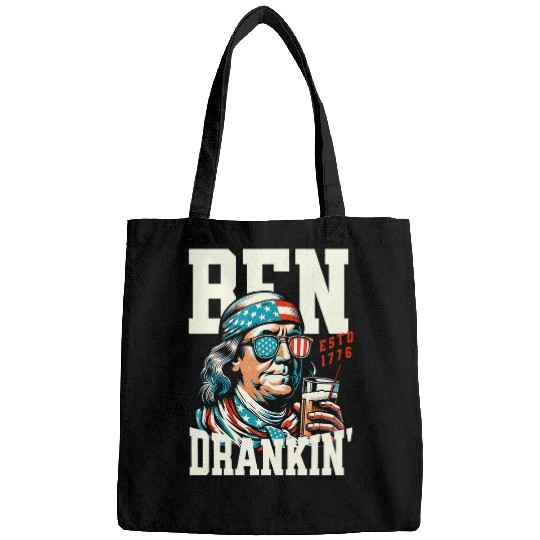 Beer Fun Ben Drankin 4th of July USA Beer Drinking Patriotic 6 Bags