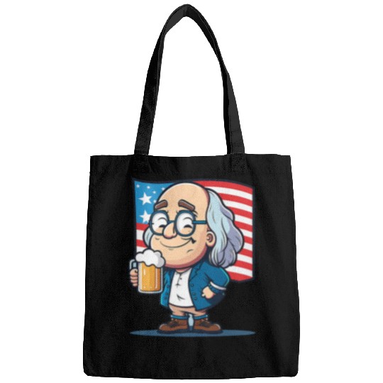 Beer Fun Ben Beer 4th of July Benjamin Franklin USA Merica Bags