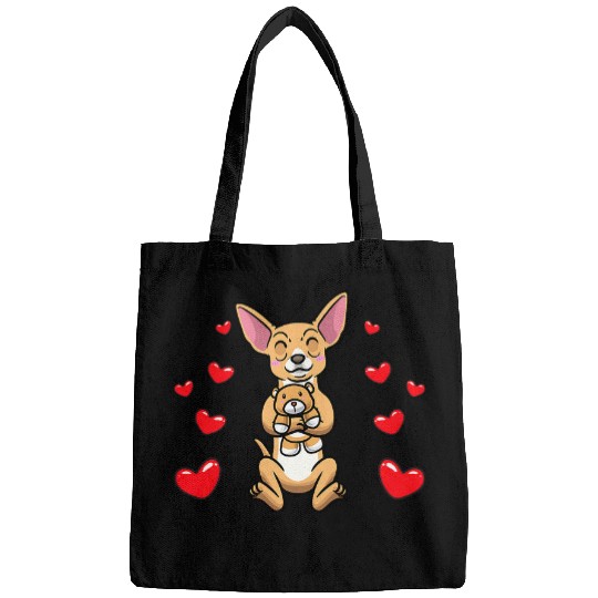 Chiweenie Dog With Stuffed Animal 1 Bags