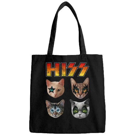CATS HISS Funny Cats Kittens Retro Cat Lover Hiss Rock Music Bags