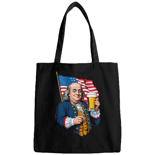 Beer Fun Benjamin Franklin With Beer Mug Design Bags