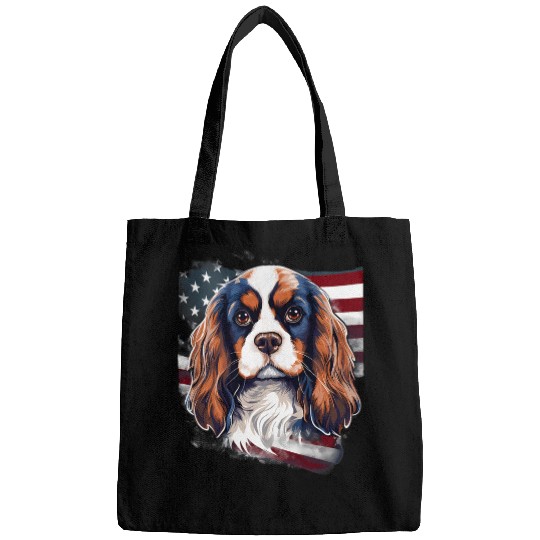 Discover 4th Of July US Flag Cavalier King Charles Spaniel Dog 1 Bags