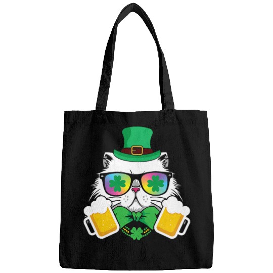 Beer Fun Cat Beer St Patrick s Day Funny Bar Crawl Shamrock Bags
