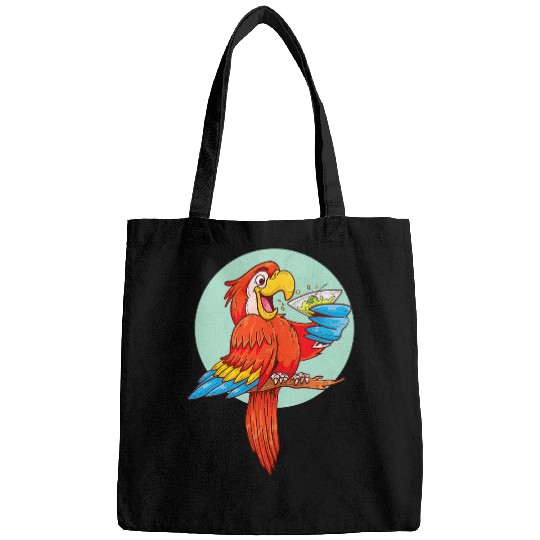 Wines Fun Parrot Drinking Cocktail Summer Vacation Beach Tropical Bags