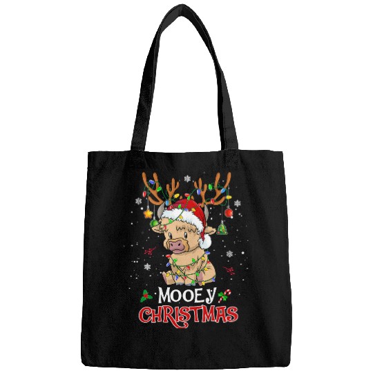 Cow Lover Mooey Christmas   Highland Cow xmass Light Santa Hat 8 Bags