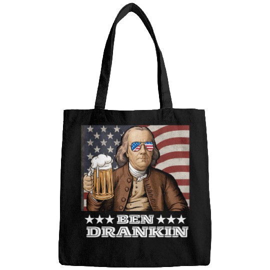 Beer Fun Ben Drankin Franklin Beer 4th of July vintages USA Flag Men Bags