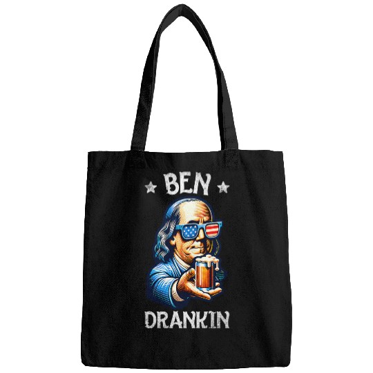 Beer Fun Ben Drankin 4th Of July USA Flag Men Drinking Beer 6 Bags